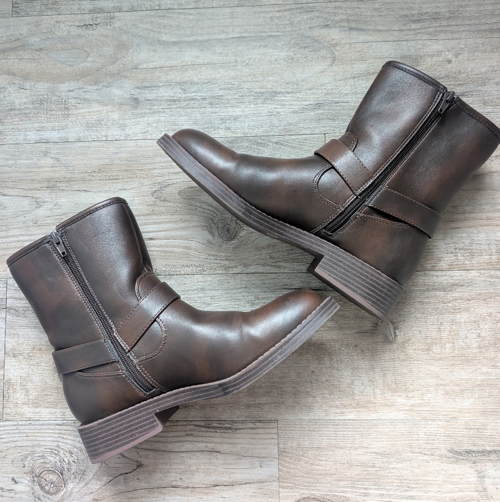 DV by Dolce Vita Brown Leather Harness Moto Boots - Picture 8 of 10